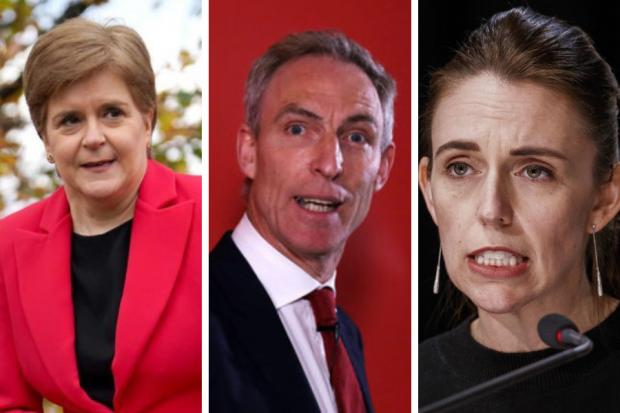Jim Murphy (centre) has been dubbed 'desperate' for a comparison of Nicola Sturgeon and Jacinda Ardern