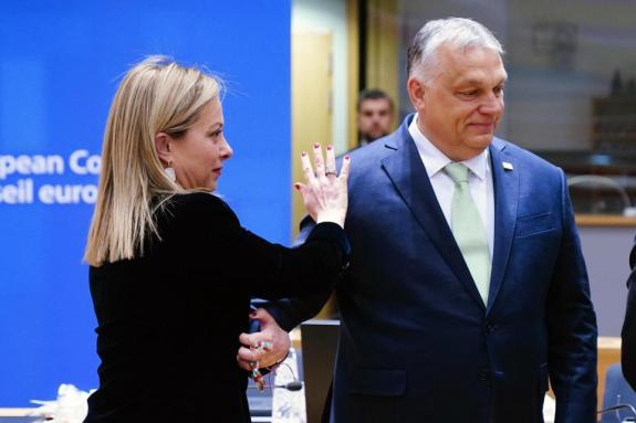 The National: Giorgia Meloni Prime Minister of Italy and Viktor Orban Prime Minister of Hungary The National: Giorgia Meloni Prime Minister of Italy and Viktor Orban Prime Minister of Hungary