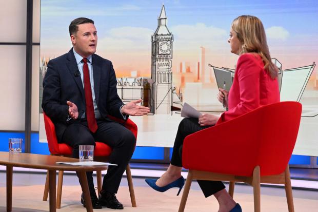 Wes Streeting pictured speaking to Laura Kuenssberg