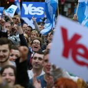 Supporters at a Yes Rally in George Square ahead of voting in the Scottish Referendum on September18th