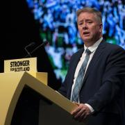 Depute Leader Keith Brown delivers his address to delegates during the SNP autumn conference at the Event Complex in Aberdeen..