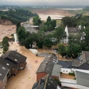 The Blessem district of Erftstadt in Germany. Rescuers were rushing Friday to help people trapped in their homes in the town of Erftstadt, southwest of Cologne. Photograph: Rhein-Erft-Kreis via AP