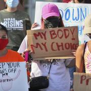Abortion rights supporters in Texas hold signs that read: 'My body, my choice'