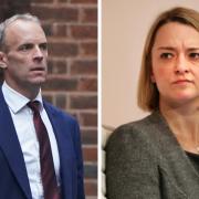 The new Tory Justice Secretary Dominic Raab, left, and BBC political editor Laura Kuenssberg