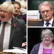 Boris Johnson (left) has faced three parliamentary standards investigations since 2019, Owen Paterson (top right) was found to have broken lobbying rules, and Therese Coffey is currently under investigation