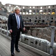 Prime Minister Boris Johnson visits the Colosseum during the G20 summit in Rome, Italy. Photo: PA.