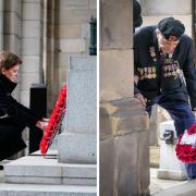 First Minister Nicola Sturgeon and 101-year-old Second World War veteran Jack Ransom laid wreaths during the national Remembrance Sunday commemoration in Edinburgh