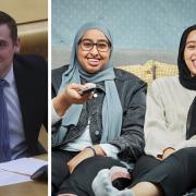 Amira and Amani from the hit Channel 4 show Gogglebox - and Scottish Tory leader Douglas Ross, who has said he is a 'big fan' of the show. Photos: PA, and Jude Edginton/StudioLamber