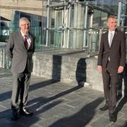 First Minister of Wales, Mark Drakeford (left) and Plaid Cymru leader Adam Price at the Senedd