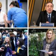 Clockwise from top left: Nicola Sturgeon, Alex Salmond, Greta Thunberg and Allegra Stratton all made the news in 2021