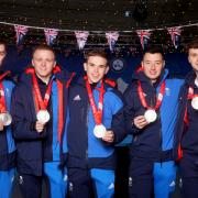 English - sorry - Great British curling silver medallists Grant Hardie, Bobby Lammie, Ross Whyte, Hammy McMillan and Bruce Mouat