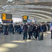 Passengers at Heathrow Airport T5, London, after British Airways cancelled all short-haul flights from the airport