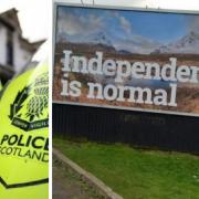 Police said they are probing the incident after a pro-independence billboard was hit by vandals