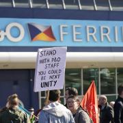 People protest the firing of 800 P&O workers. Photograph: PA