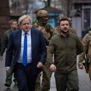 Boris Johnson in Ukraine with Volodymyr Zelenskyy