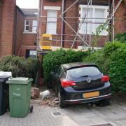 The scene at a £1.3 million townhouse owned by Prime Minister Boris Johnson which was hit by a car in the early hours