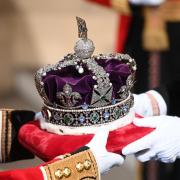 The Imperial State Crown arrives through the Sovereign's Entrance ahead of the State Opening of Parliament. May 10, 2022. Photo: PA