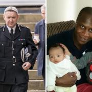 Assistant Chief Constable of Police Scotland, Kenny MacDonald (left), arrives at Capital House in Edinburgh for the public inquiry into the death of Sheku Bayoh (right)