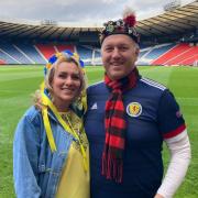 Scotsman Clark Gillies and his Ukrainian wife Victoria will be heading to Hampden Park together before going into different ends of the ground