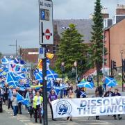 Sea of saltires as 'more than 1000 people' hit Dumfries for independence rally