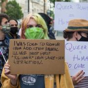 A protest against conversion therapy in London