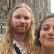 William Aitken, left, has been sentenced to five years and two months in a Spanish prison for his alleged role in a political protest in Barcelona last year
