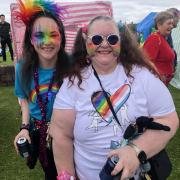 Nicola Fleck and Torana Bland were among the 700 people to turn out for the Pride event