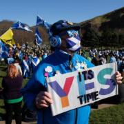 The 'silent clansman' at a Yes2Indee rally in Edinburgh in March. Photo: Colin Mearns
