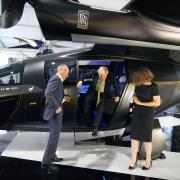 Boris Johnson climbs out of a vertical aerospace aircraft at the Farnborough International Airshow