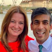 Gillian Keegan, left, poses for a photograph with Rishi Sunak. Her husband works at a firm reportedly handed £24m in taxpayers' cash