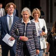 Alexandra Pettifer (centre), better known as Tiggy Legge-Bourke, a former nanny to the Duke of Cambridge, outside the High Court, central London today/PA Media
