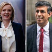 Liz Truss, left,  has a much higher trust rating within the party membership than Rishi Sunak, right