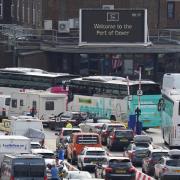 Vehicles queue to enter the Port of Dover in Kent on July 28, 2022. Photograph: PA