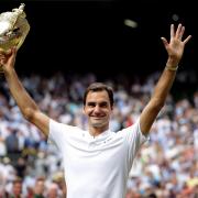 Roger Federer with the trophy after beating Marin Cilic in the 2017 Wimbledon final