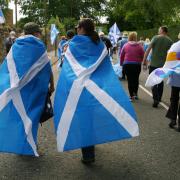 All Under One Banner march for independence from Stirling old bridge to Bannockburn...Photograph by Colin Mearns.25 June 2022.