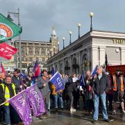 Kenny McAskill MP joins rail workers on the picket line in Edinburgh during a 24-hour strike
