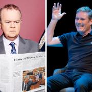Private Eye, edited by Ian Hislop (left), has rapped Keir Starmer for 'stealing' a joke from the magazine's new issue