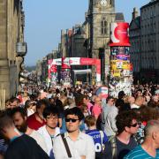 Archive photo of crowds on the Royal Mile