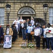 The families and supporters of Sheku Bayoh and Allan Marshall held a remembrance vigil at Charlotte Square in Edinburgh