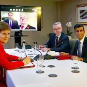 First Minister Nicola Sturgeon with Prime Minister Rishi Sunak and  Secretary of State for Levelling Up Michael Gove
