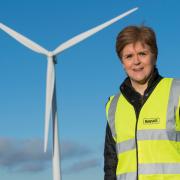 The First Minister marked the connection of the UK's tallest wind turbines to the national grid