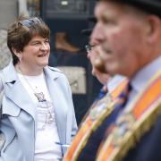 Former DUP leader Arlene Foster was heckled with a chant of 'Up the Ra'