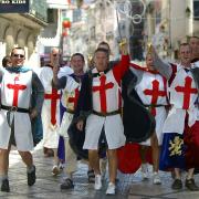 Fans have been spotted at the tournament dressed in chainmail while carrying plastic swords and shields with the St George cross