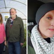 Sarah Everett and John Alexander (left) survived bowel cancer while  Melanie Finlay is being treated for secondary breast cancer