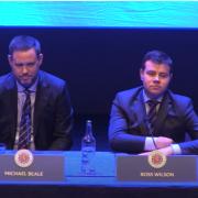 Michael Beale and Ross Wilson at the Rangers AGM