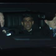 Rishi Sunak arrives at his hotel in Belfast last night on his first trip to Northern Ireland as Prime Minister