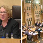 Annabelle Ewing had to suspend proceedings after members of the public shouted 'shame' at MSPs