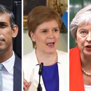 From left: Prime Minister Rishi Sunak, First Minister Nicola Sturgeon, and former prime minister Theresa May