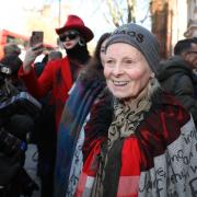 Legendary fashion designer Vivienne Westwood at a protest supporting Julian Assange in 2019 at Westminster Magistrates Court