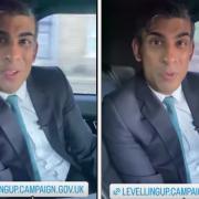 Rishi Sunak was filmed in the back seat of a moving car without wearing a seatbelt in a promotional video for the Levelling Up fund
